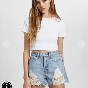 Ksubi high rise distressed Jean shorts
